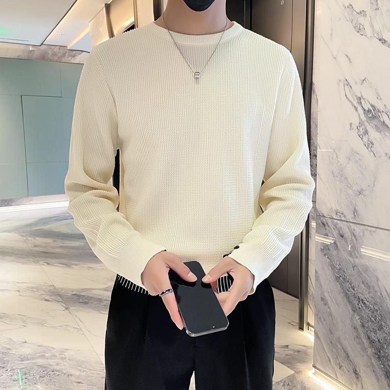 Fake Two-Piece round Neck Jacquard Men's Sweater New Winter Sweater Autumn and Winter Men's Sweater Fashion