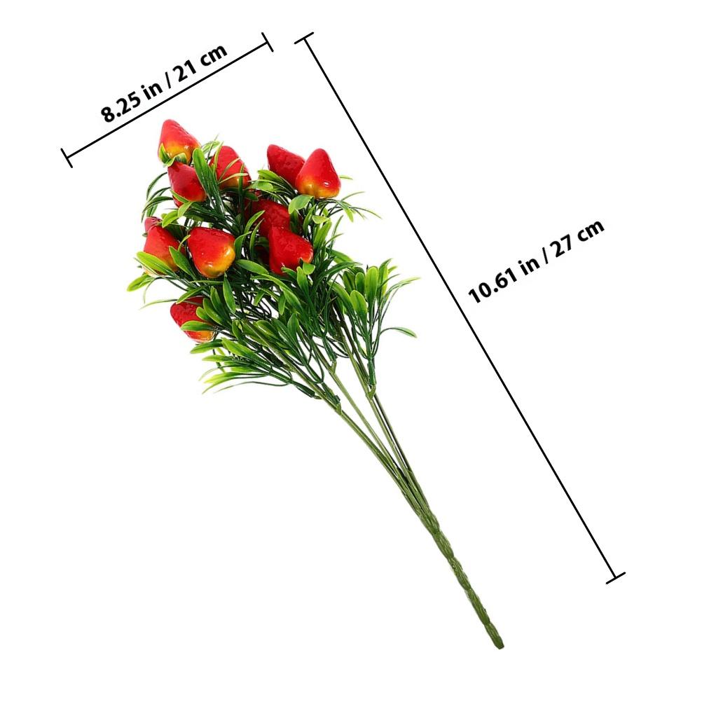 1pcs Artificial Strawberry Bunch Faux Fruit Stems Bright Lifelike Fake Strawberries For Vase Filling Home Party Decor Crafts