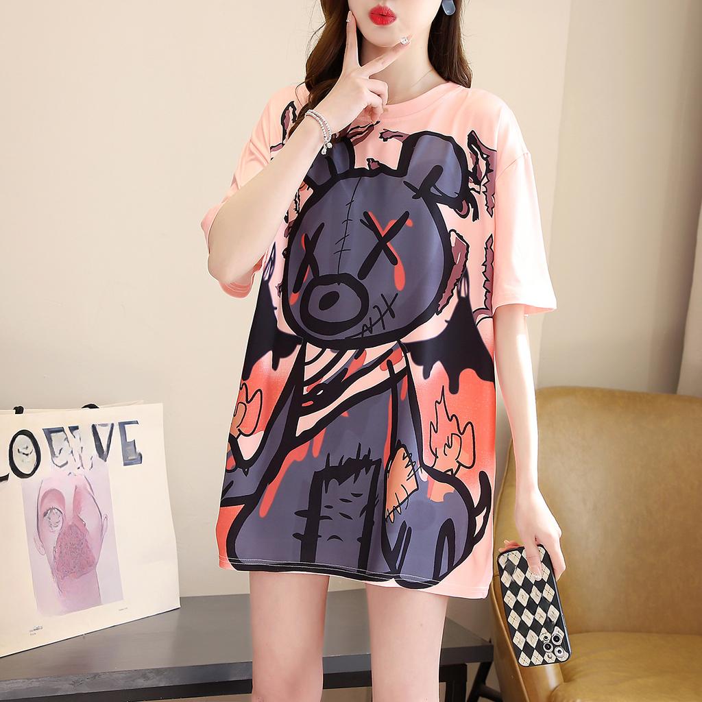 2024 vara femei amuzant desene animate imprimeu tricouri grafice supradimensionate roz y2k Topuri Tricou la moda harajuku streetwear