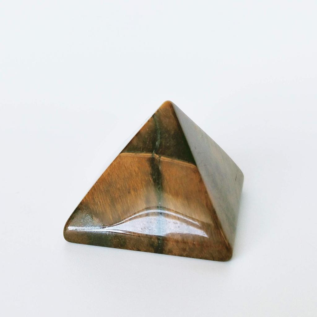 Mina Heal Healing Crystal Pyramid, Natural Tiger Eye Chakra Healing Stone, 1.5 inches