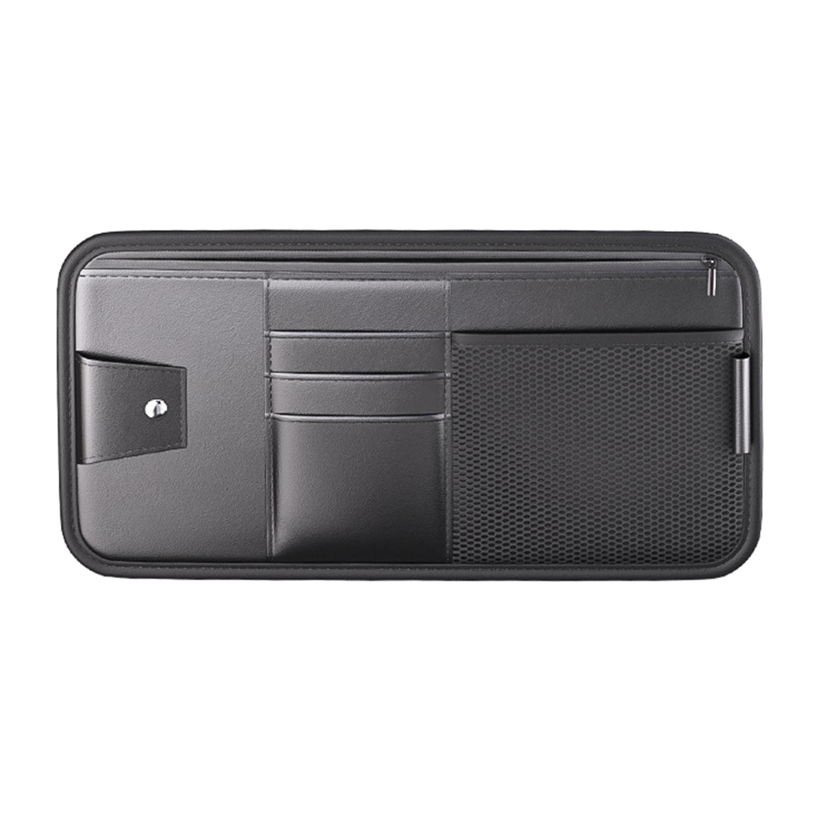 

Сумка-чехол для солнцезащитного козырька автомобиля с держателем для солнцезащитных очков, многофункциональный карманный органайзер, усовершенствования для аксессуаров для салона автомобиля чёрный