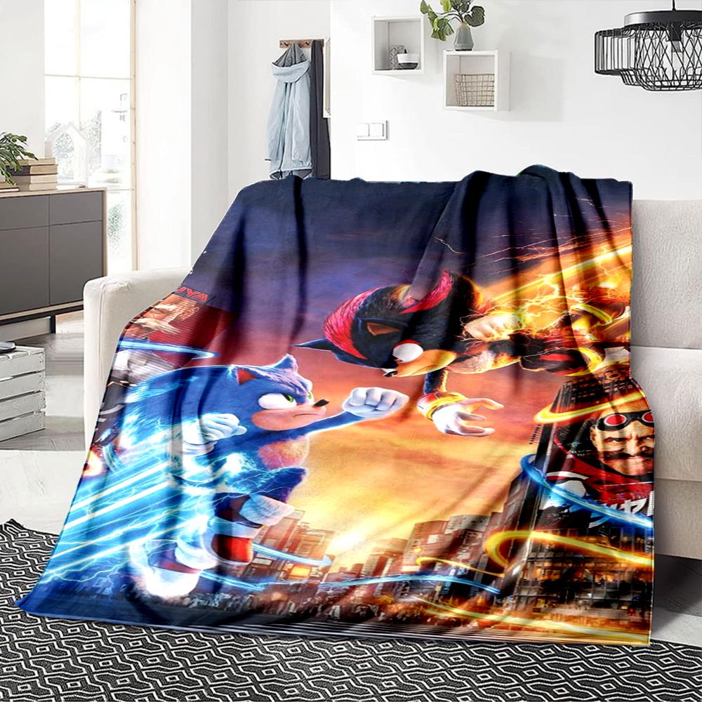 1Pc Sonic Vs Shadow Battle Blanket For Couch Bed Plush Cozy Fuzzy Blanket Super Soft Warm Blankets For Fall And Winter 0918238