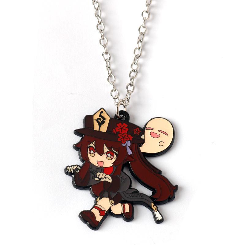 Genshin Impact Xiao & Tartaglia Mask Keychain, Venti & Hu Tao Pendant Necklace, Anime Accessories