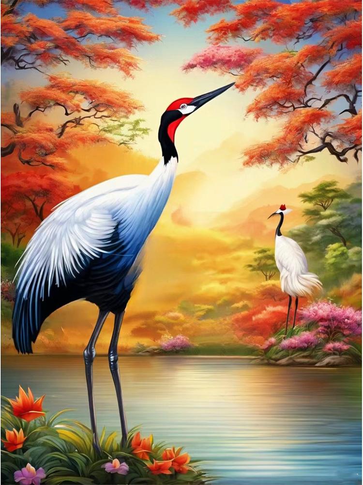 Animals 5D Diamond Painting Bird Red crowned Crane Diamond Inlay Set with Square/Round Embroidery DIY Home Decoration Gift