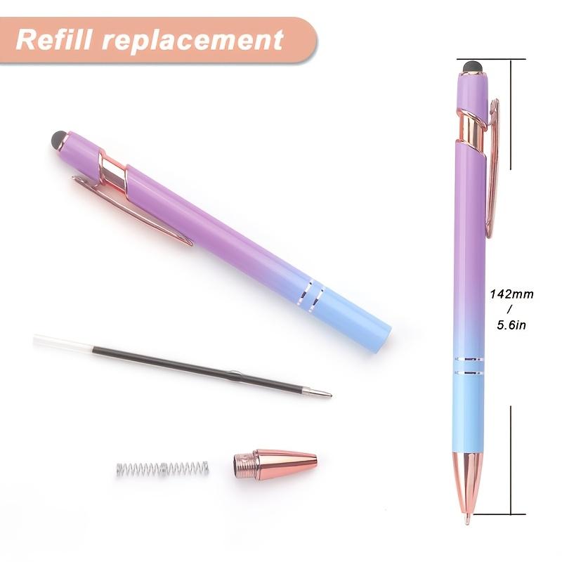 10PCS Retractable Metal Ballpoint Pen 2 In 1 Touch Screen Stylus Black Ink Pens for School Office Stationery Writing Supplies