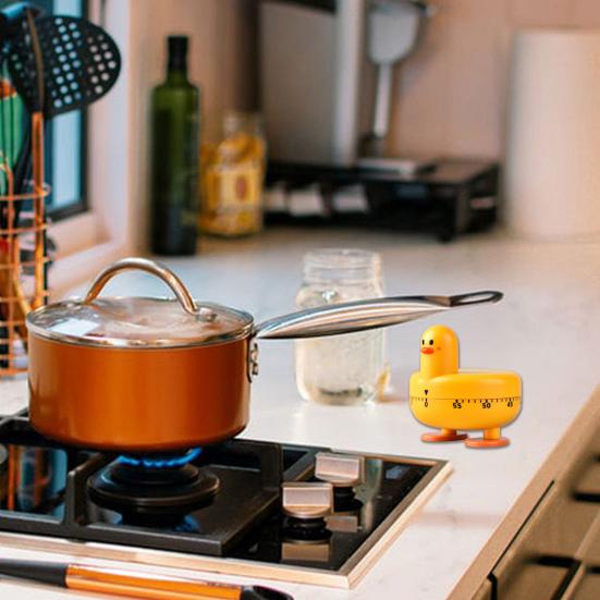 Kitchen Timer Eye-catching Cartoon Shape Plastic Lovely Duck Mechanical Study Timer for Home