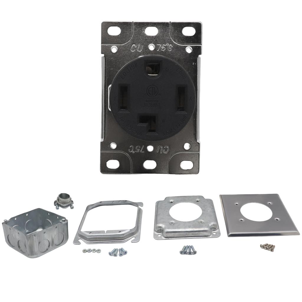 NEMA 14 30R 30A Power Outlet Receptacle, Electrical Socket for EVs, RVs, Dryers, and More, Surface Or Flush Mount