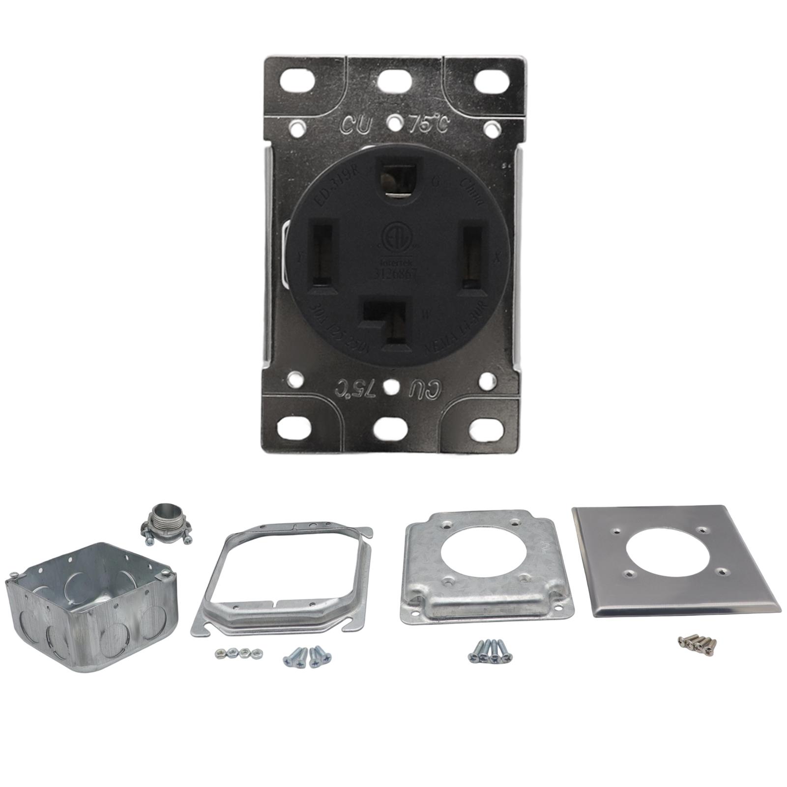 

NEMA 14 30R 30A Power Outlet Receptacle, Electrical Socket for EVs, RVs, Dryers, and More, Surface Or Flush Mount