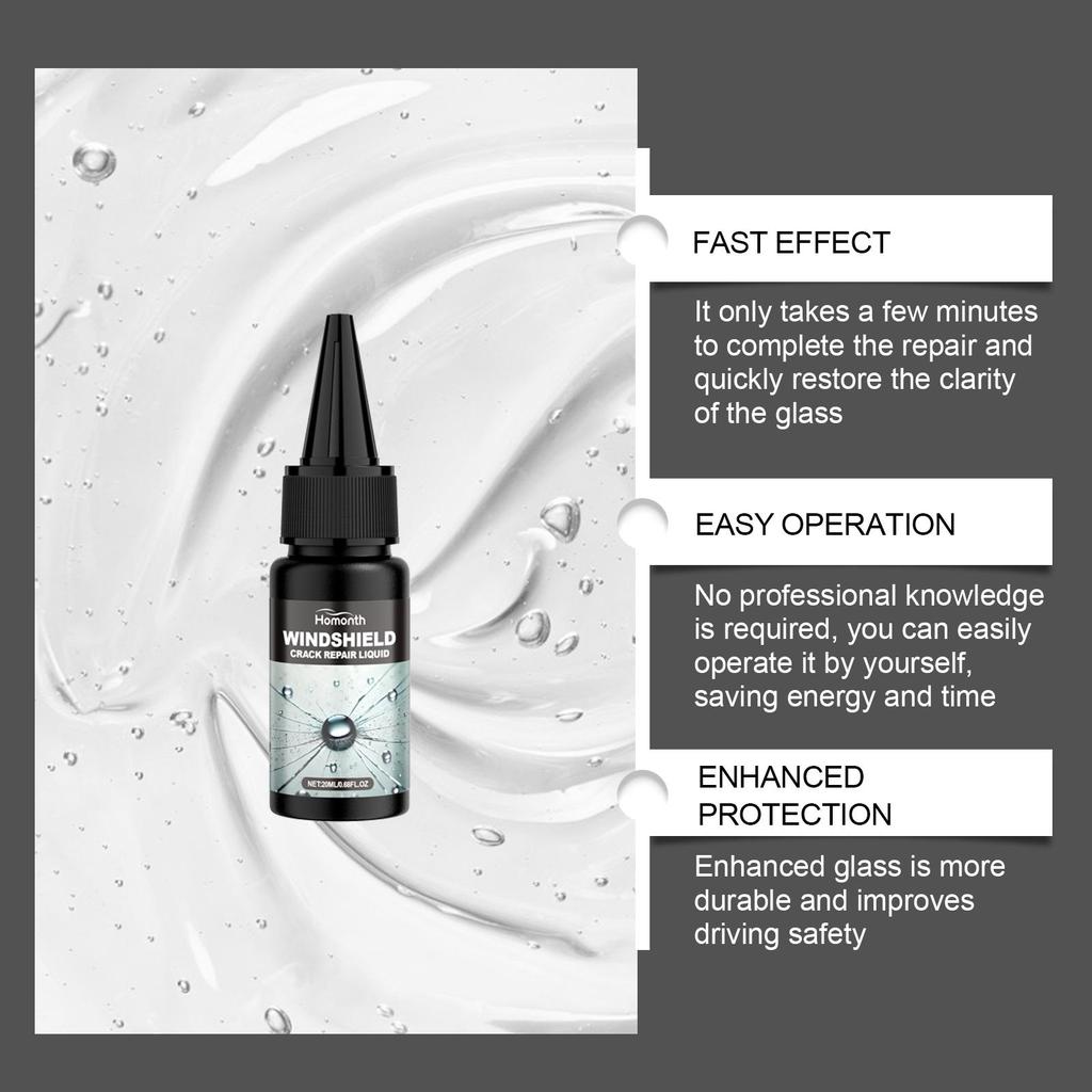 20ml Windshield Crack Repair Kit Auto Front Windshield Nano Repair Fluid Kit Quick Repair Cracks Clear Vision