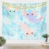Cute Cartoon Axolotl Tapestry Seaweed Wall Blanket Tapestries Marine Life Wall Hanging for Kids Teens Girls Boys Room Home Decor