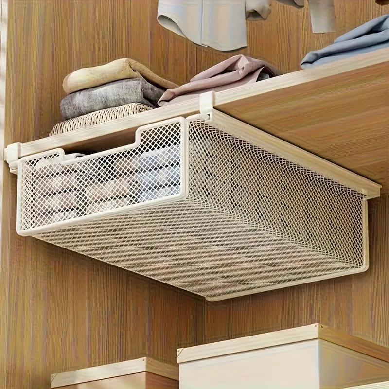 Portable Under-Table Hanging Storage Basket with Pull-Out Drawer - Easy to Assemble Desk Organizer for Office & Bedroom