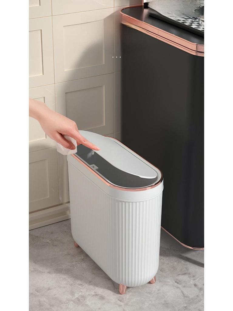 Luxury Narrow Bathroom Waste Bin with Lid - Sealed for Bedroom, Living Room, and Bathroom Use