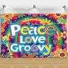 Bus Hippie Rétro Coloré Paix Amour Teint en Tie-Dye Décorations d'Anniversaire pour Enfants Style Bohème Guitare Accessoire de Photographie Floral