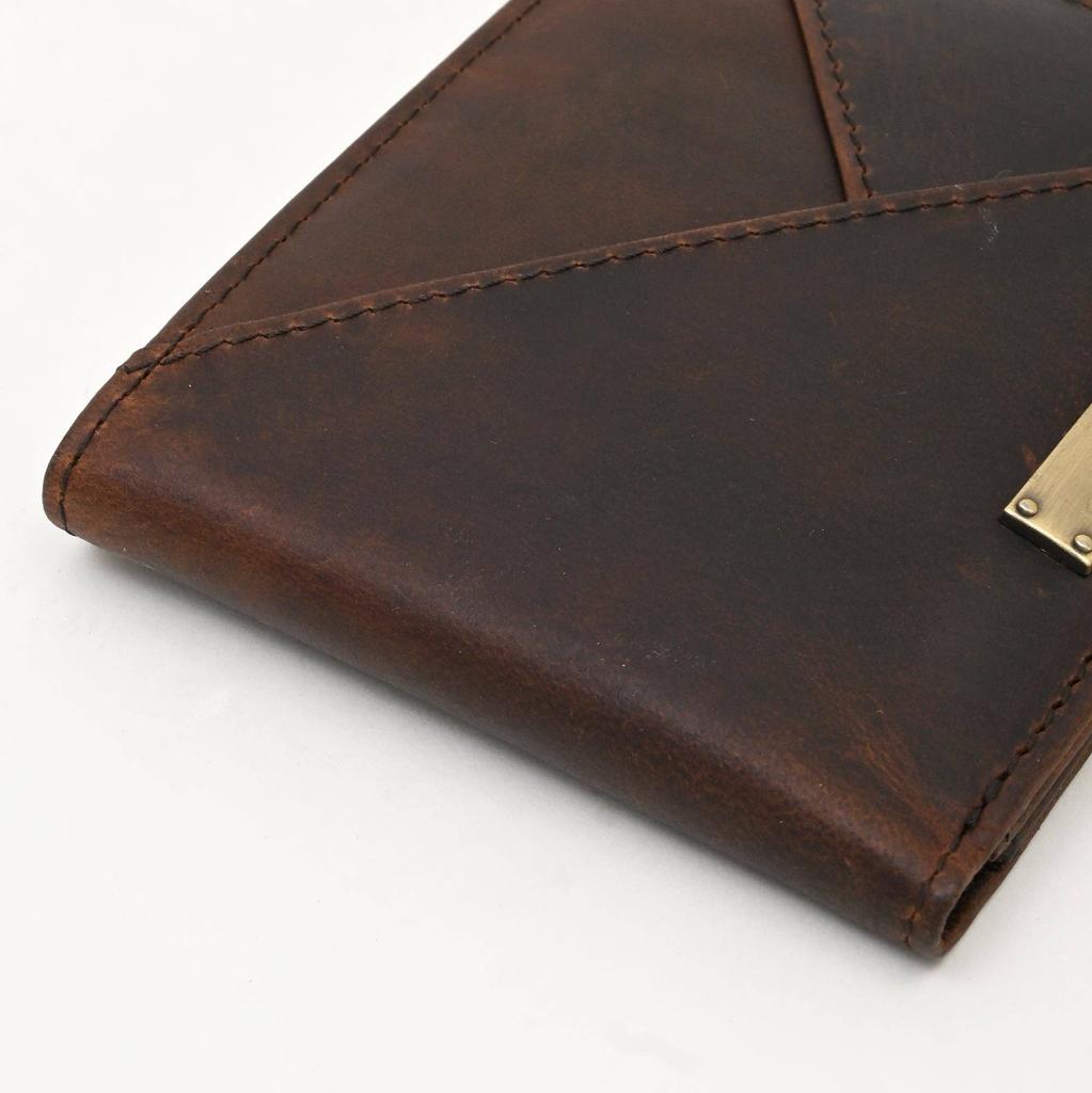 Leather Wallet 1S Crnbrn -Premium Full Grain Waxy Brown Leather Men's Wallet with Coin Pocket & 6 Card Slots
