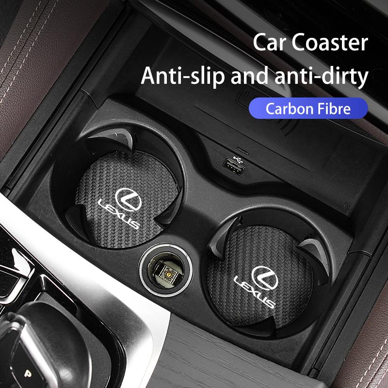 CKU5 2Pcs Car Accessories Water Coaster Console Mug Drink Anti-Slip Mat For Lexus CT200h ES250 ES300h IS250 IS200 GS300 GS460 GX470