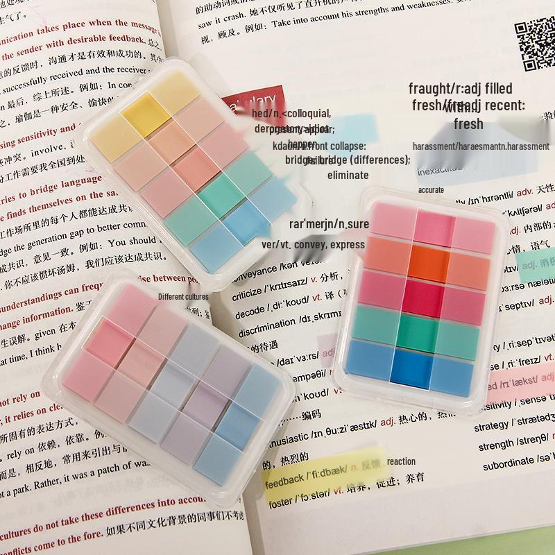 Transparent Macaron Sticky Notes: Cute and Tearable Index Tabs with Strong Adhesion.