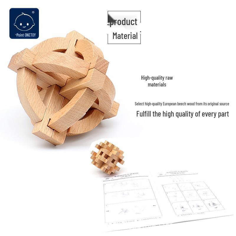 Children's Wooden Kongming Lock Puzzle - Intelligence Development Toy for All Ages