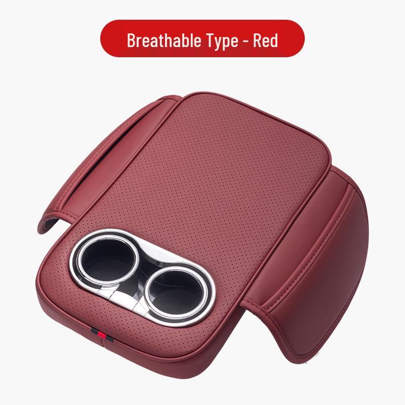 Multifunctional Leather Car Armrest Pad with Storage, Cup Holder, and Protective Cover