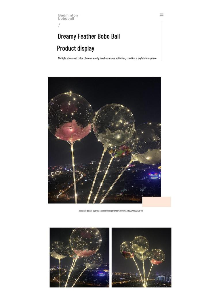 Transparent Floating Bobo Balloon Feather Decoration for Birthdays, Engagements, Banquets, and Weddings