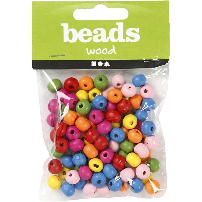 Mix of Round Wooden Beads In Bright Colors and with a Matte Surface. Ref 571060