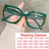Clear Green Oversized Square Reading Glasses Luxury Brand Irregular Polygon Blue Filter Eyeglasses Frame Women Presbyopic +1.75