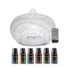 550ml Wood Grain Aromatherapy Diffuser with Remote, 6 Oils & 7 LED Colors