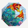 1pc Stained Glass Fox: Auto-Folding Umbrella with 3-Fold Design, 8-Bone Iron Frame - Outdoor for Fans, Travelers, Daily Use, Festive Gift.J048