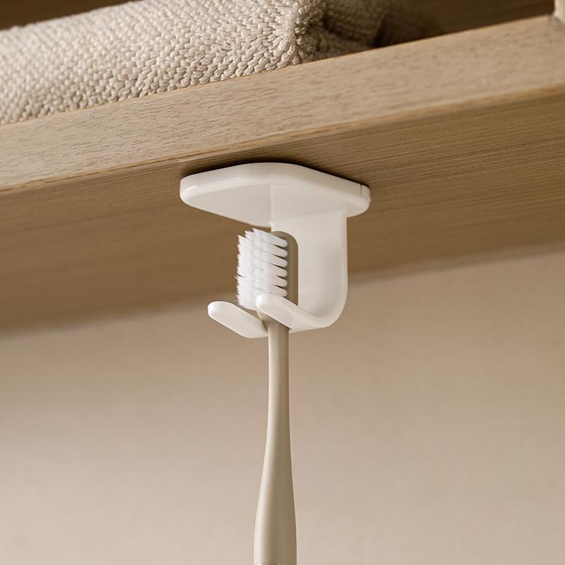 Self Adhesive Detachable Toothbrush Holder for Bathroom Countertop Wall Mounted Electric Toothbrush Plastic Storage Hook