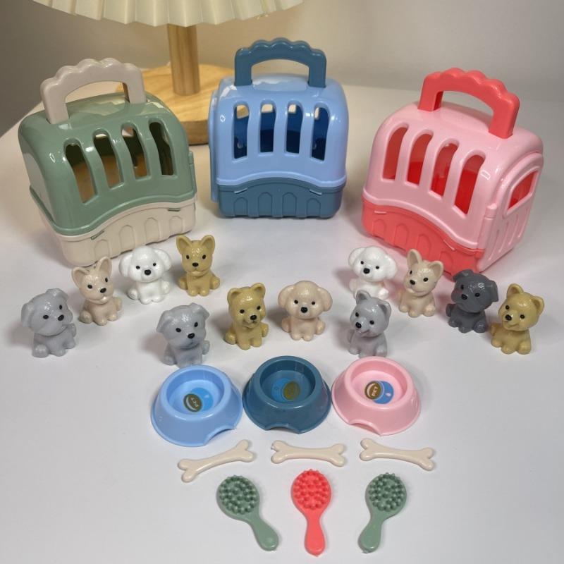 Children's Play House Pet Scene Toy Set for Boys and Girls DIY Puppy and Cat Pet Cage Toy
