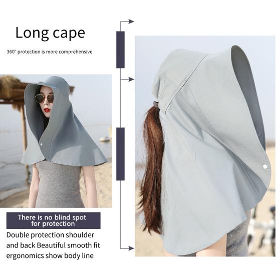 Sun Protection Hat with Large Brim Solid Color Friendly to Skin Quick-Drying Moisture-Wicking Fabric Breathable Cooling Hoodie Hat
