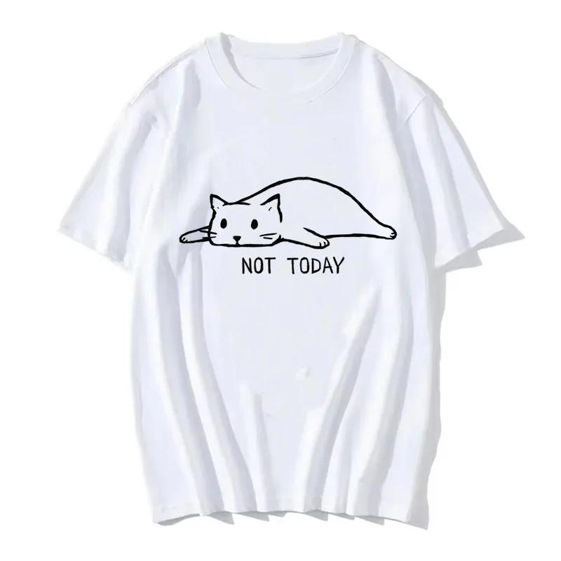 90s Women T Shirt Korean Version Cartoon Cat Group Printed T-Shirt Casual Short Sleeve Couples T-Shirt Funny Cat Streetwear