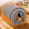 Enclosed Pet Bed with Curtain Flaps Detachable for Sleeping