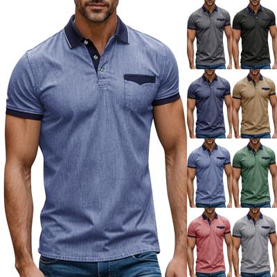 Kurzärmliges T-Shirt mit Reverskragen für Herren, lässiges Rundhalsoberteil