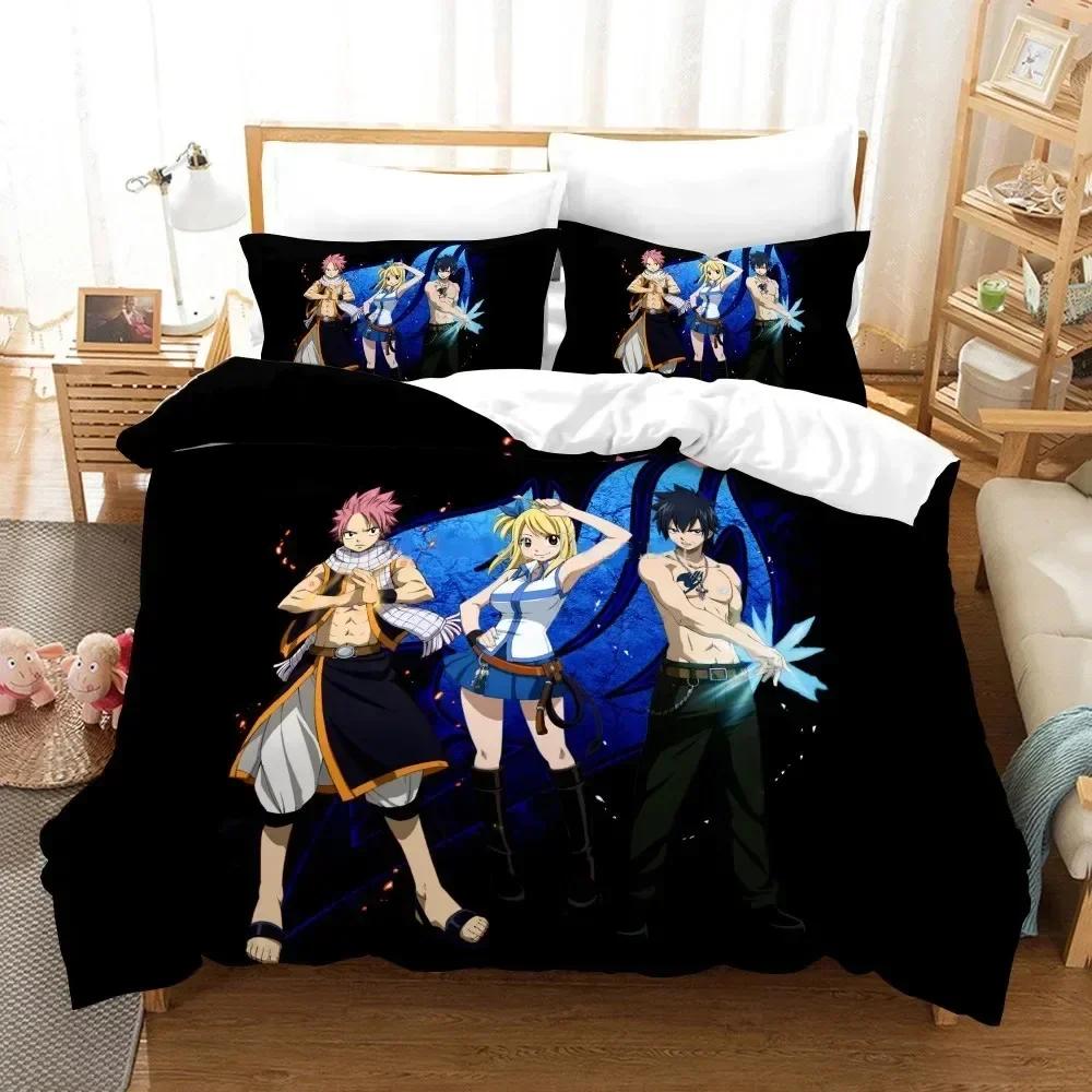 3D Anime Fairy Tail Natsu Printed Bed Set Duvet Cover Pillowcase Bedding Set Bed Linen Sheet Quilt Cover Full Queen King Size
