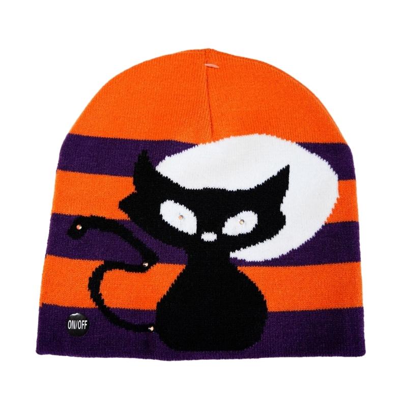 

Вязаная шапка-бини для студентов, взрослая, ветрозащитная, для Хэллоуина, зимняя шапка, утолщенная, со светодиодной подсветкой, сохраняющая тепло, шапка для ночной езды на велосипеде