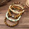 New Colorful Wood Bead Flower Elastic Thread Five-piece Bracelet Elegant Fashion Handmade String Jewelry