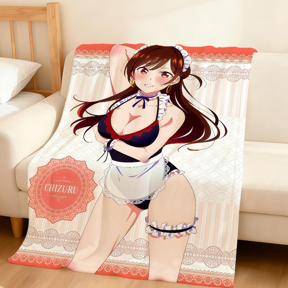Anime Fanart Girl M-Mizuhara Chizuru Flannel Soft Warm Plush Blanket Sofa Living Room Pet Hogar Bedroom Gift Home Car Portable