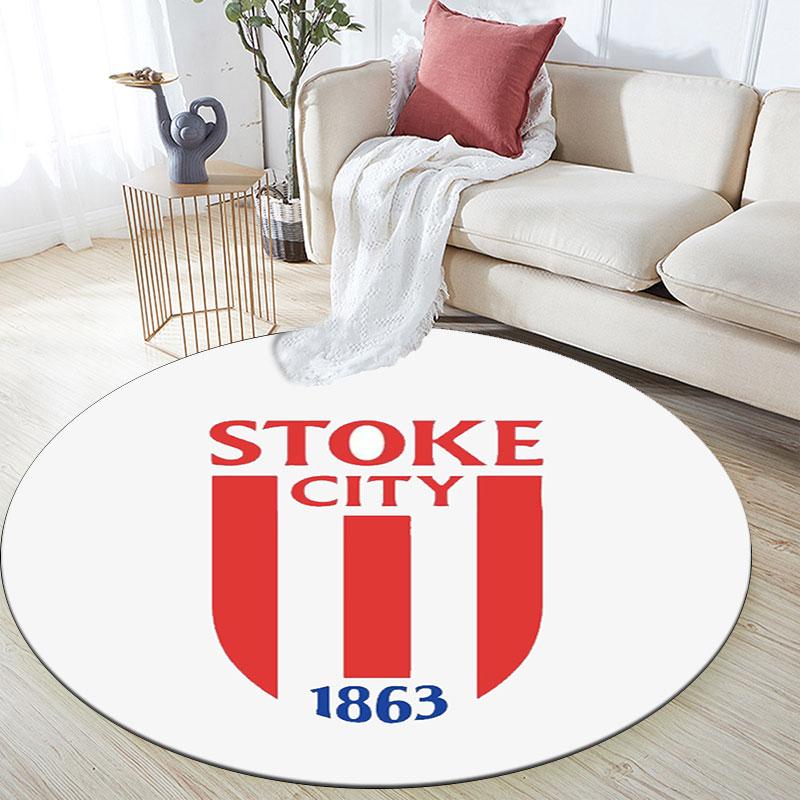 Stoke City FC Printed Round Rug, Non Slip Washable Circular Carpet For Living Room Bedroom Playroom, Sports Fan Decor, Holiday Birthday Gift