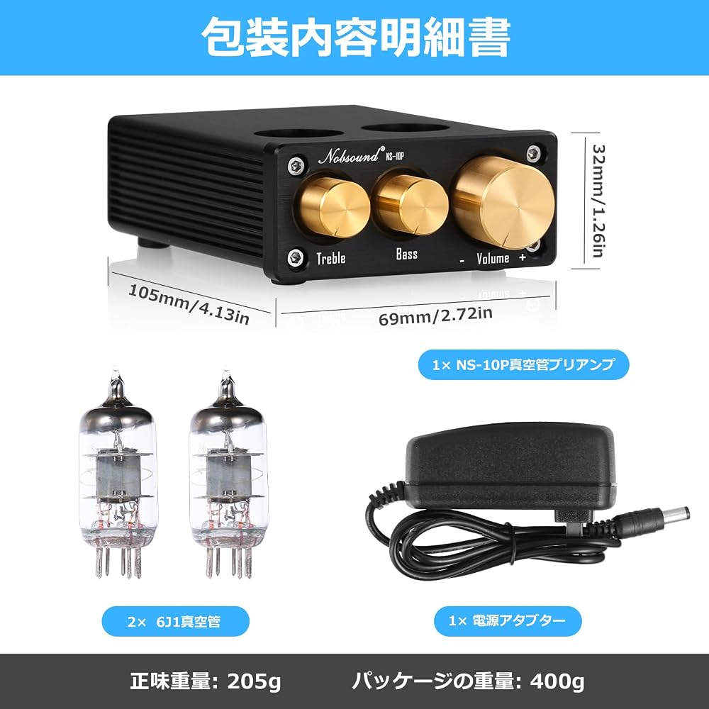 Nobsound NS-10P Mini Röhrenvorverstärker Hi-Fi AUX Line Vorverstärker mit Bass-Höhen-Regelung