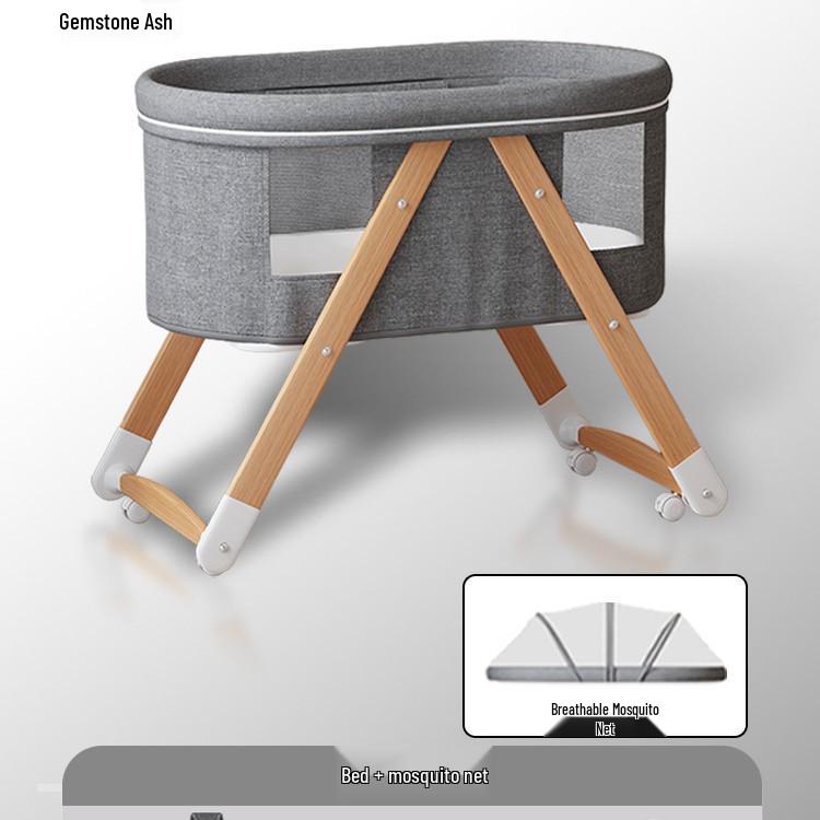 Portable Foldable Crib: Movable Baby Bed, Splicing Design for Newborns.