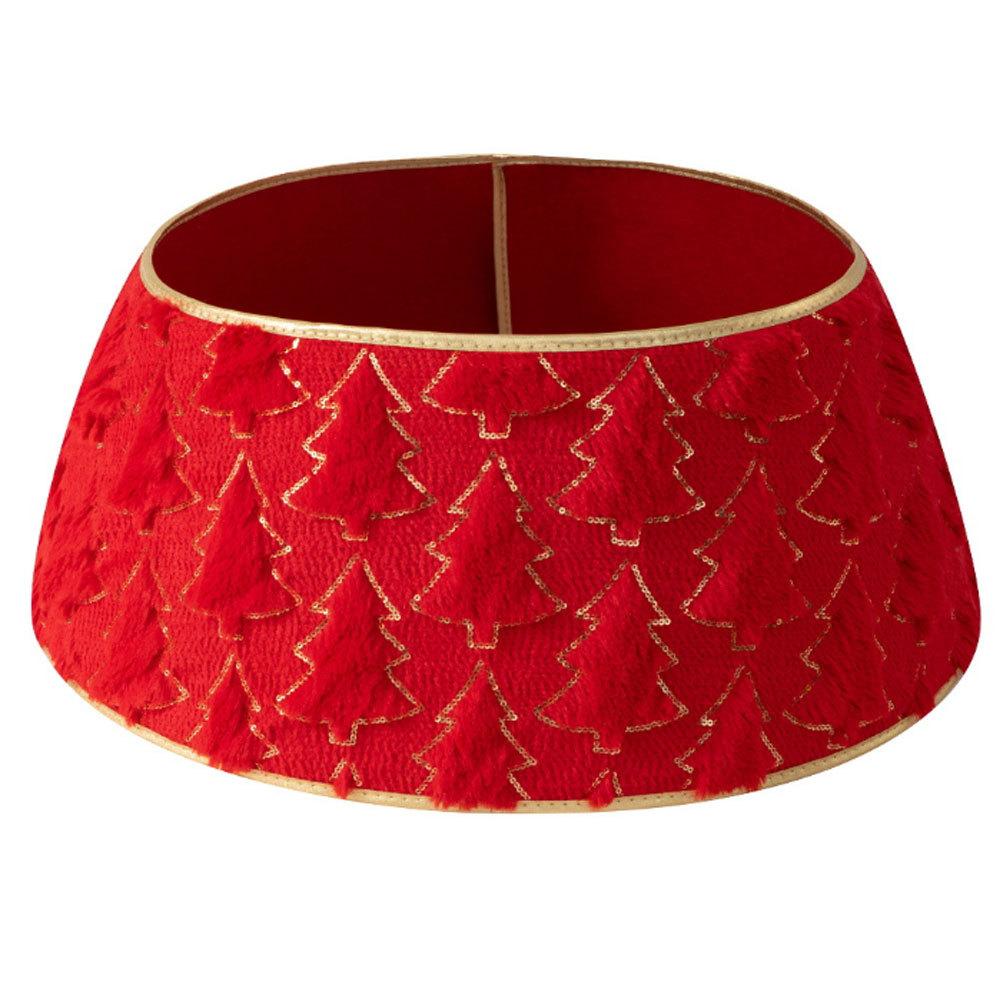 3D Round Plush Christmas Tree Skirt - Decorative Tree Base Cover Festive Christmas Scene Fence Ideal for Holiday Decorations