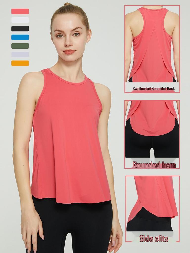Women's Sleeveless Racerback Swallowtail Sports Vest - Fitness & Yoga Cover-up