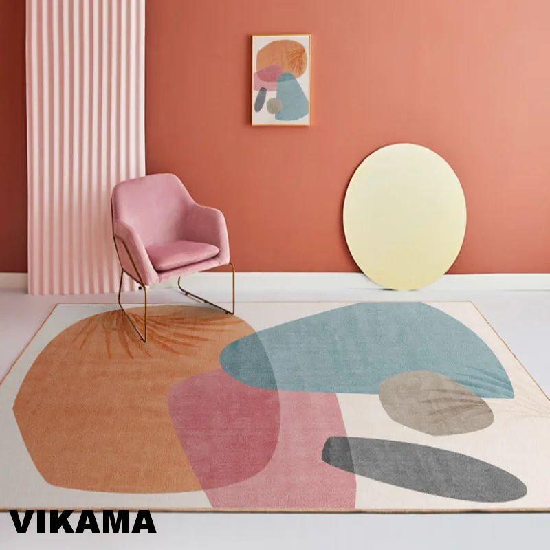 Crystal Velvet Light Luxury Scandinavian Simple Style Living Room Carpet Modern Simple Sofa Coffee Table Rug Bedroom Mat