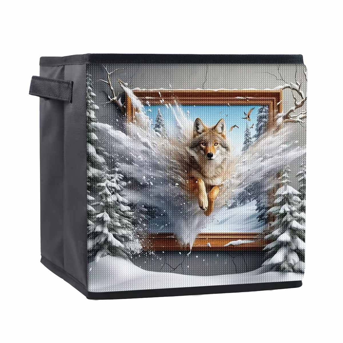 

Волк, прорывающийся сквозь стену, 5D алмазная живопись, корзина для хранения, полная круглая выкладка, мозаика, алмазная вышивка, наборы для вышивания крестом, домашний декор, домашний декор 25cmx25cm