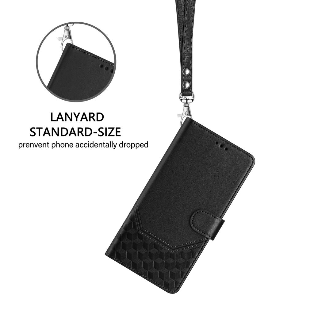 For Samsung Galaxy S26 Ultra Case Imprinted Honeycomb RFID Blocking Leather Phone Cover with Strap