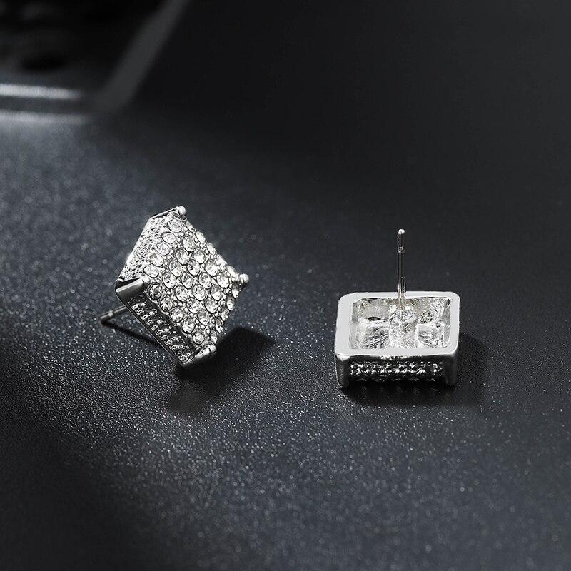 1 paar Silber Quadratische Klassische Zirkon Ohr Studs Für Männer Frauen Mode Glänzende Faux Diamant Bolzen Ohrringe Schmuck Geschenk für