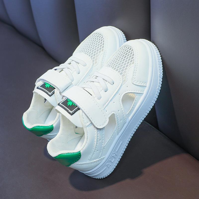 

Children s mesh shoes 2025 summer trendy girls hollow sandals breathable single net low-top boys white shoes 38 (inner length 22.5CM) зелёный
