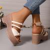 N Nü Korean Summer Muffin Platform Slipper Women's Wedge Peep Toe Bow High Heel Sandal