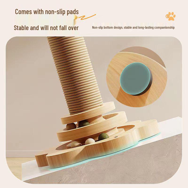 Sisal Rope Vertical Cat Scratcher: Wear-Resistant, Debris-Free Turntable & Teaser Toy for Kittens
