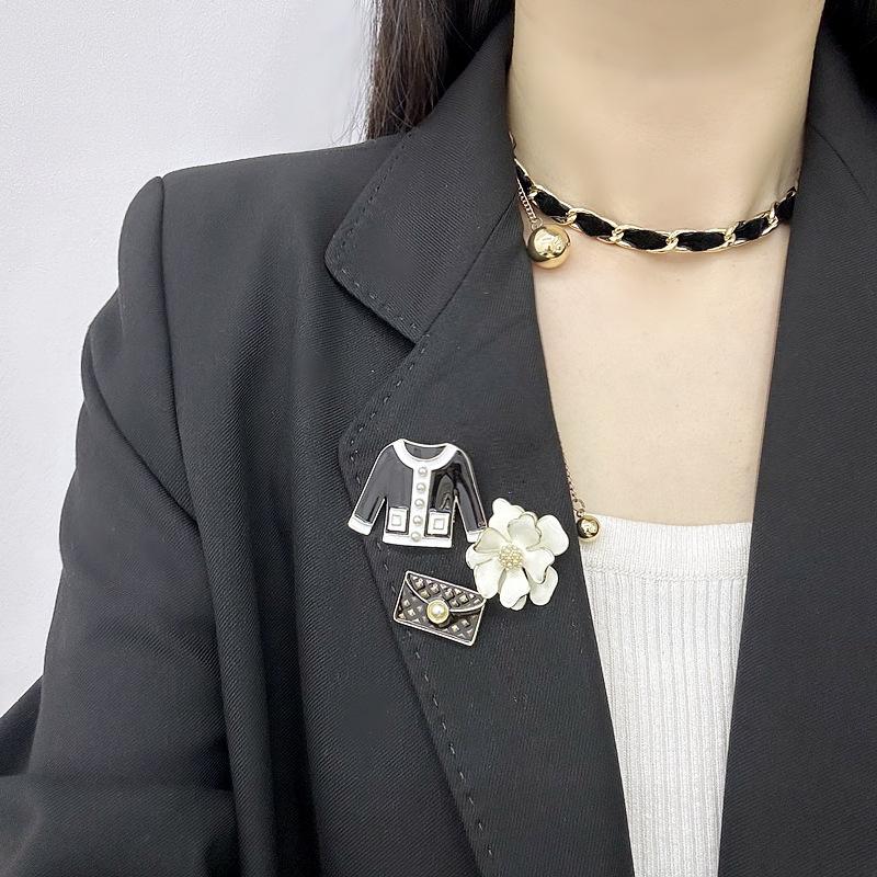 3 Pcs/set Classic Women Girls Elegant Enamel Pearl Flower Clothing Brooch Set Korean Style  Lady Wedding Party Badges Pin